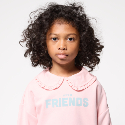 كنزة باللون الوردي وبها ياقة كلودين قابلة للإزالة، للفتيات